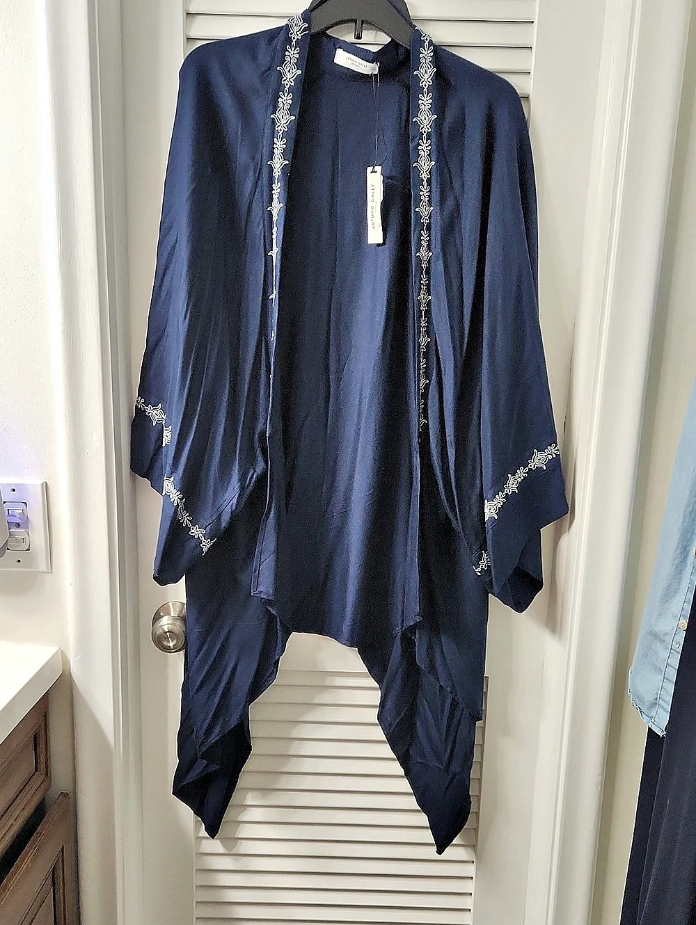Antonio Galli Blue Embroidered Asymmetrical Top NWT